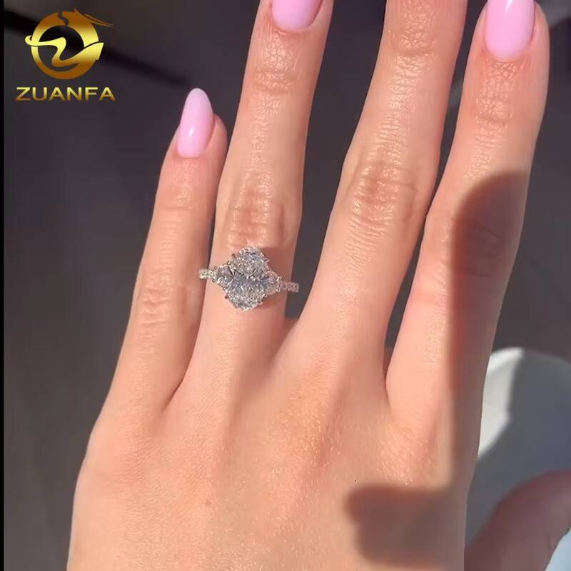 Luxury Jewelry NO MOQ Customize Manufacturer Direct Custom Design Fancy Cut Moissanite 10K 14K 18K Solid Gold Lab Diamond Ring