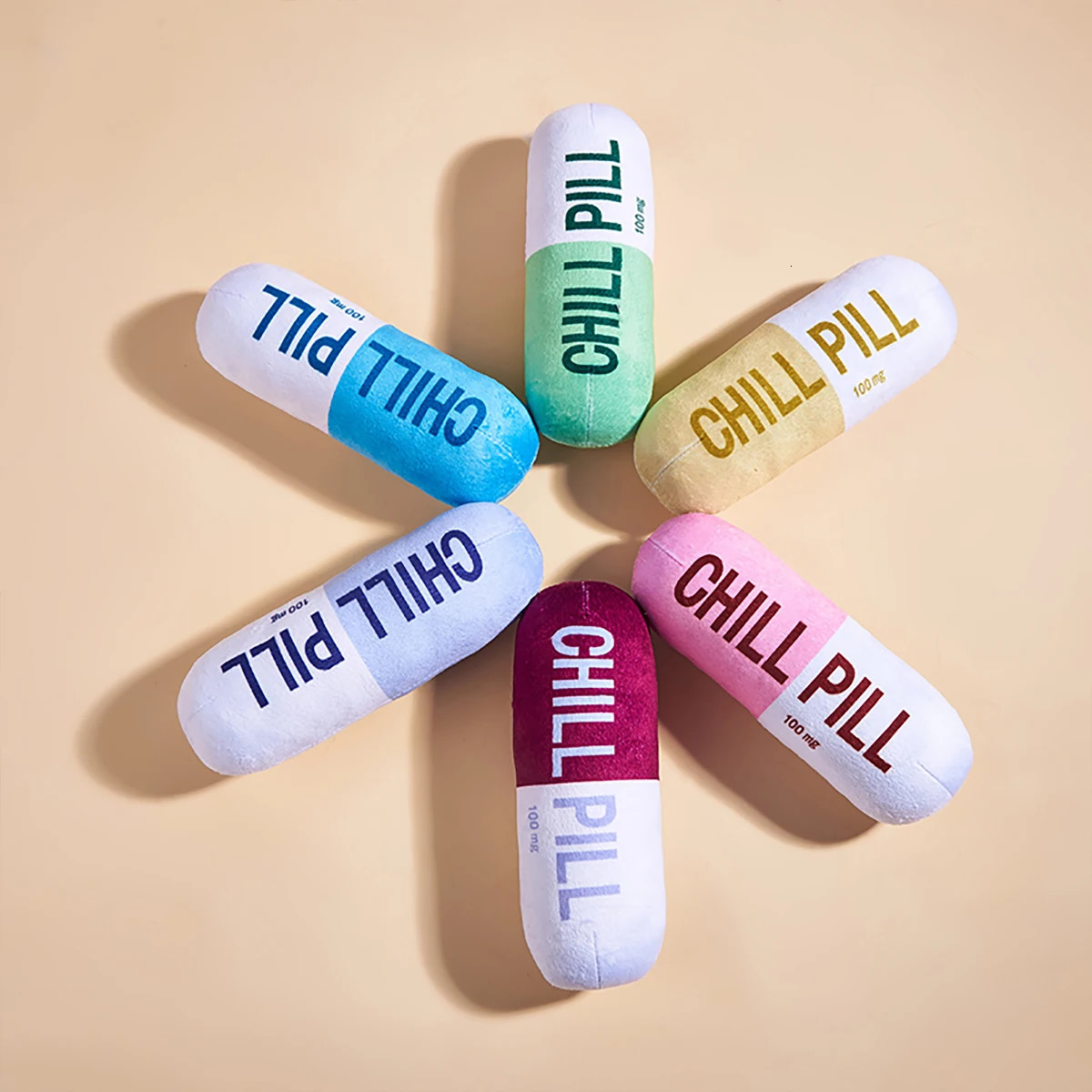 Interactive Plush Pill-Shaped Dog Toy with Durable Bite-Resistant Chew Toy for Pet Play and Dental Health 250726