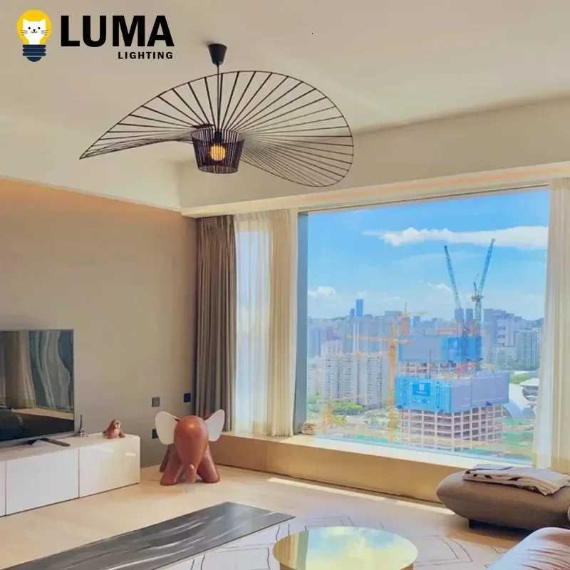 Modern Straw Hat Pendant Light Italian Designer Nordic Fabric Chandeliers Lamp for Living Room Bedroom Restaurant Home Decor XJ250725