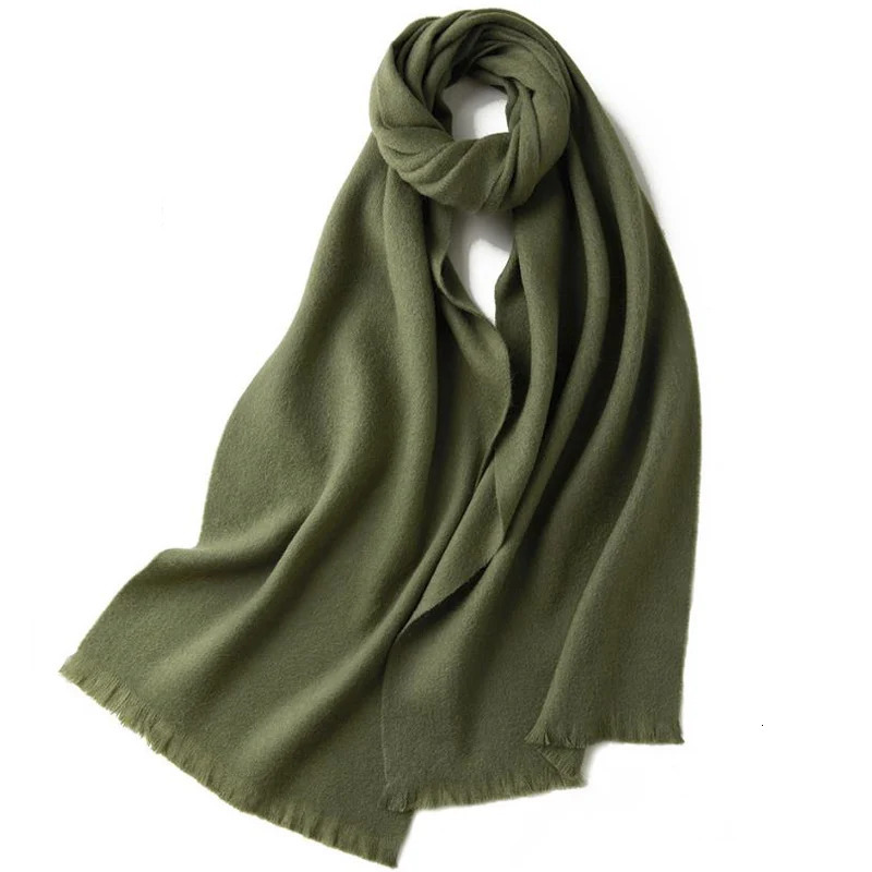 100% Pure Wool Scarf Womens Wild Classic Pure Color Autumn and Winter Couples Warm Long Short Ear Cashmere Scarf 250724