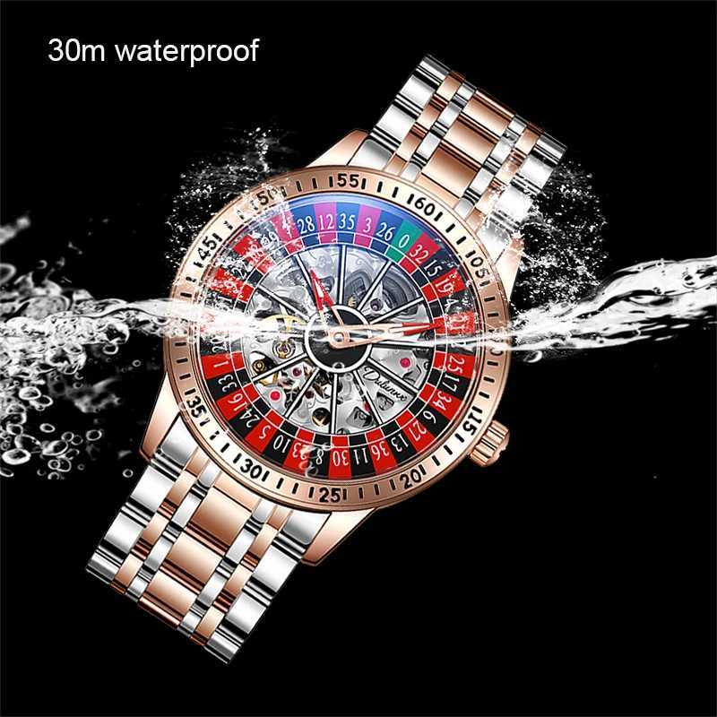 Men Mechanical Watch Automatic Luxury Gambling Rotating Plate Dial Wristwatch Men Casual Waterproof Luminous Clock Reloj Hbre X250726