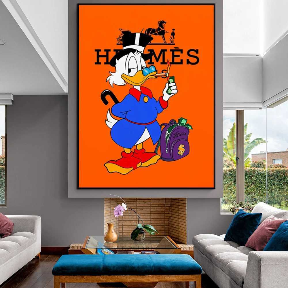 Scrooge McDuck Motivational Poster Modern Luxury Wall Art Canvas Painting Print Pop Pictures for Living Room Home Decor Paintings XJ250726
