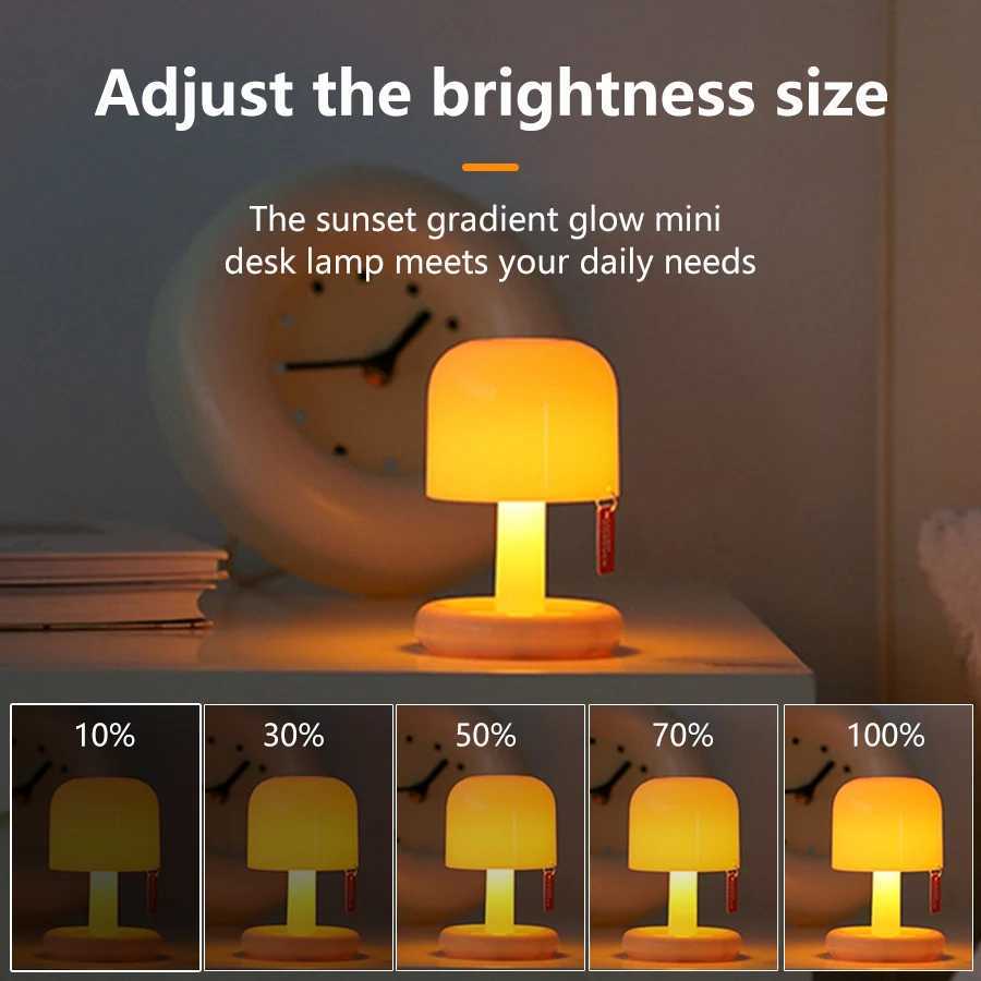 Rechargeable Mushroom Night Light Led Sunset Table Lamp USB Minimalist Desk Bedroom Bar Room Decoration Atmosphere Mood Light XJ250725