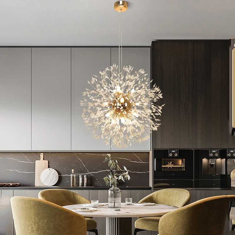 Modern Sky Star Fireball Crystal Chandelier Indoor Lighting Dandelion Pendant Light Dining Room Bedroom Bar Lighting Fixtures XJ250725