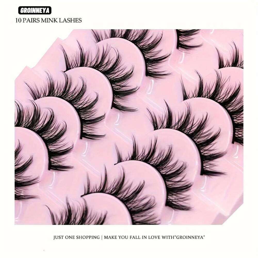10 Pairs Deluxe C Curl False Eyelashes - lti-Length Manga & Cosplay Set,Natural-to-Bold Fake Lashes Pair X250723