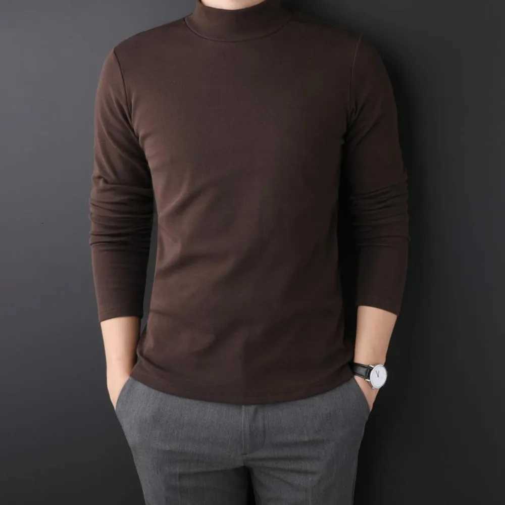 Mens Turtleneck T-Shirts Tops Full SLeeves Solid Color Thermal Winter Clothing Autumn Undershirt High Collar Wear T-shirt Z250725