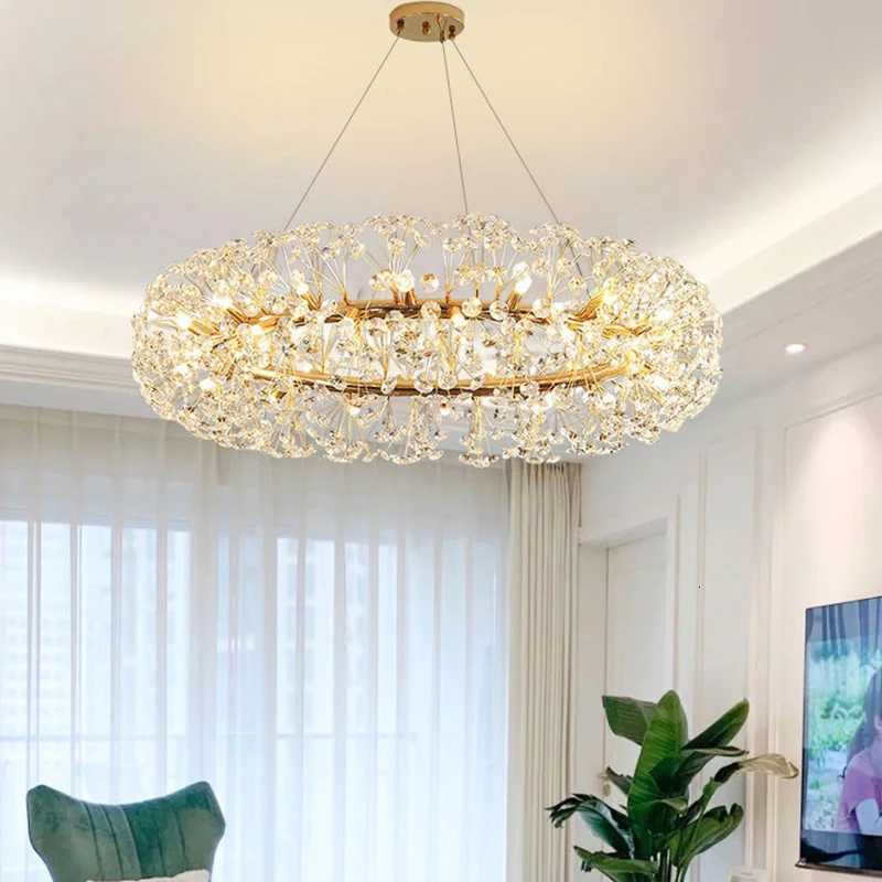 Modern Crystal Dandelion Led Chandeliers Lighting Living Dining Room Pendant Lights Home Decor Bedroom Bar Office Hanging LampXJ250725
