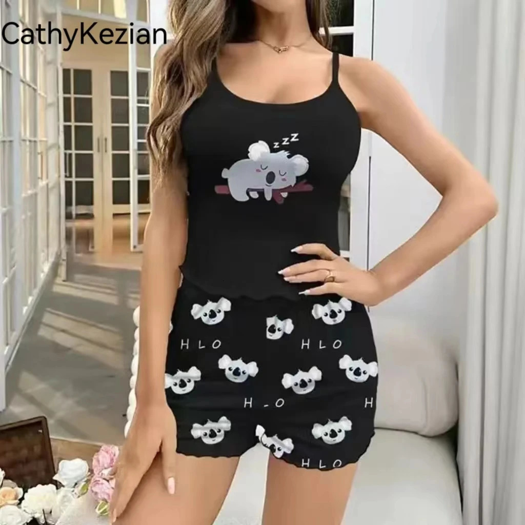 Women Pajamas Sleepwear Pajama Set Sports Camisole And Shorts Print Ventilate Casual Soft Comfortable 250717