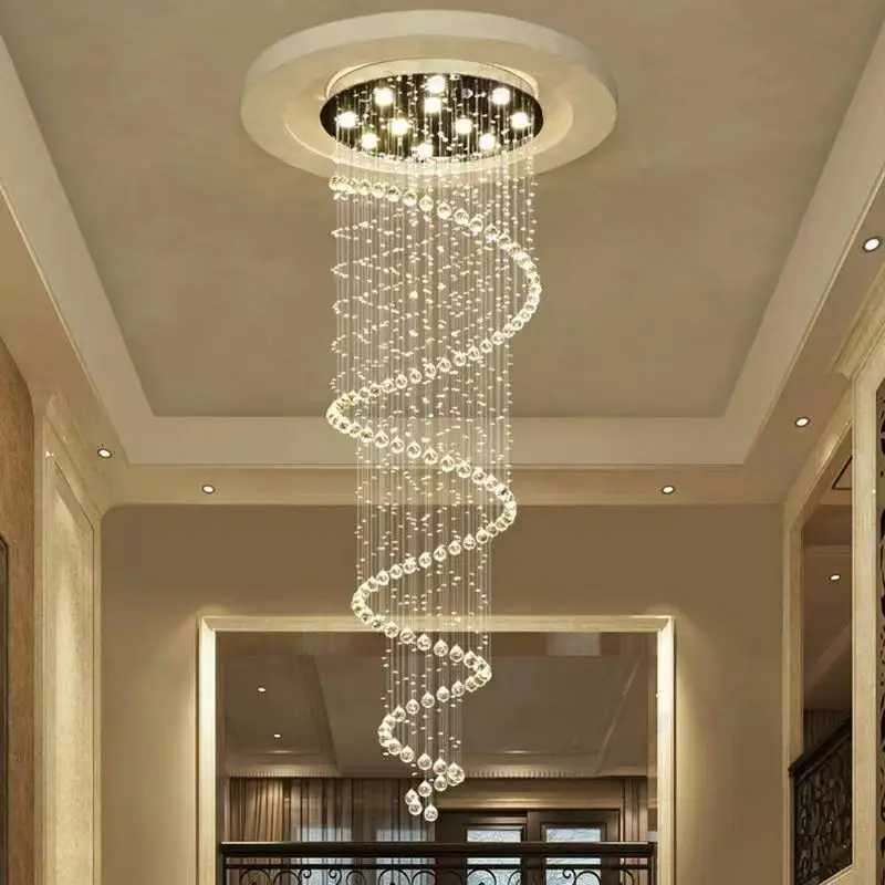 Modern K9 Large LED Spiral Living Room Crystal Chandeliers Lighting Fixture for Staircase Stair Lamp Showcase Bedroom Hotel Hall XJ250725
