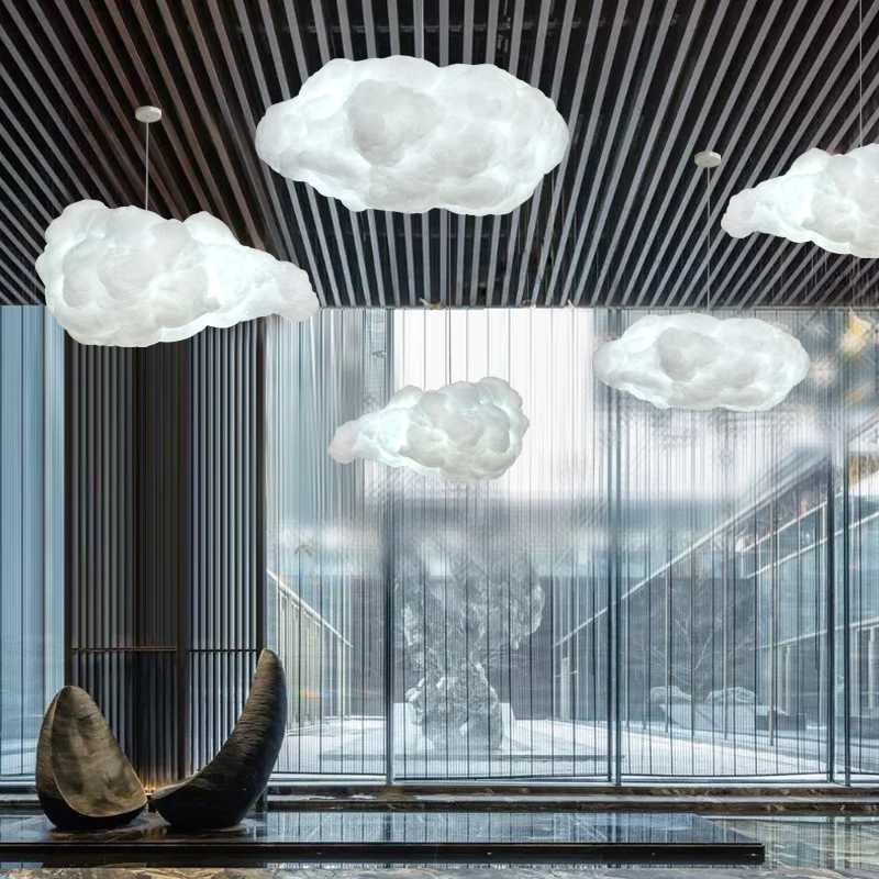 Different Shape White Clouds Chandelier Light Silk Cotton Cloud LED Suspension Hanging Lamp for Kids Room Nursery SchoolXJ250725