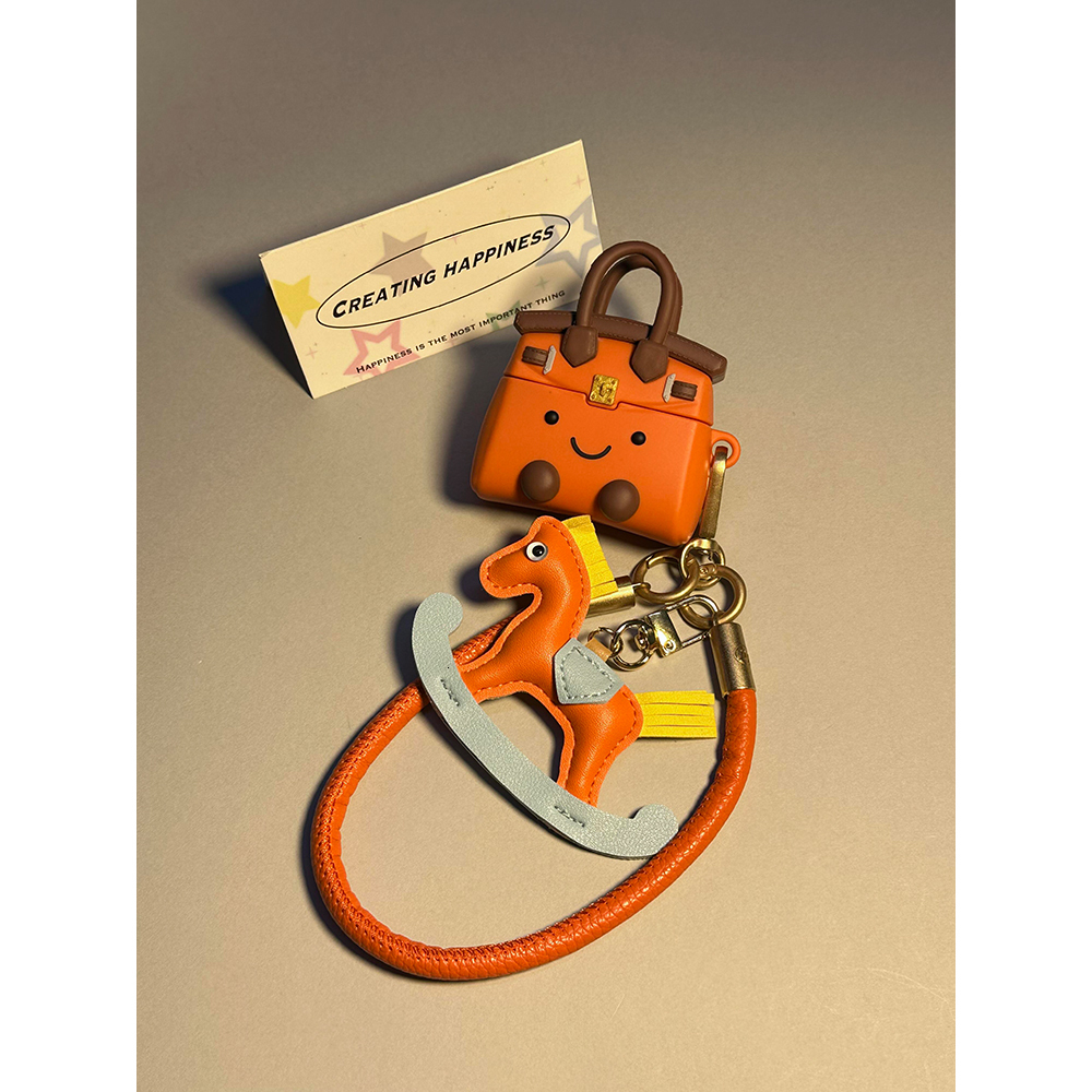 Yellow horse keychain Creative Fun Handbag Compatible Generation Earphone CaseGeneration Soft 250726