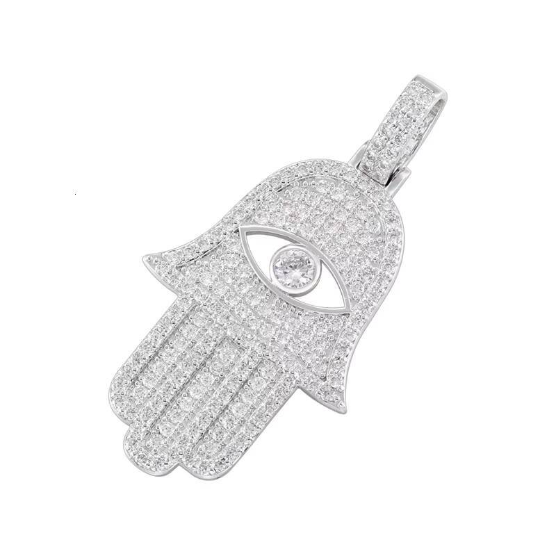 New Hip-Hop Custom Pendants 925 Sterling Silver Iced Out VVS Moissanite Ice Chain with Hamsa Pendants