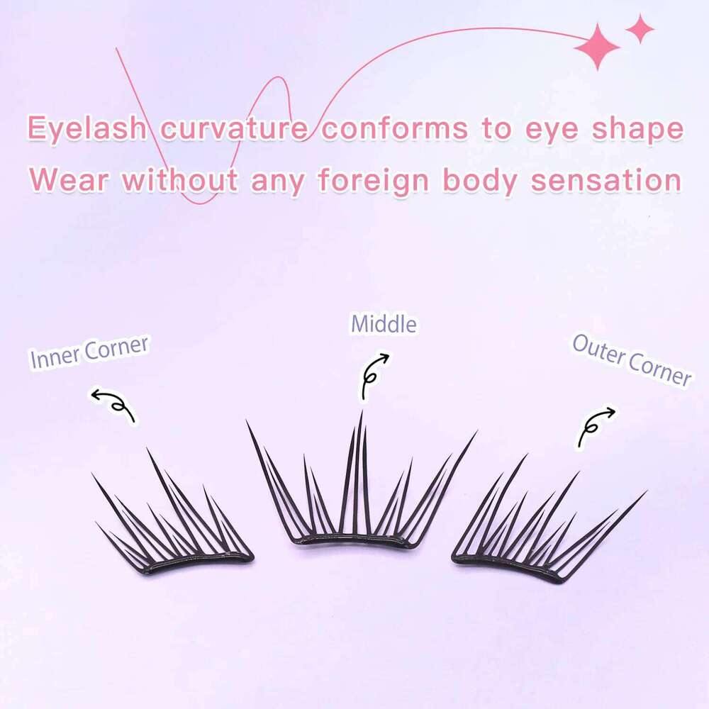 FindLove Pre Glued C Curl Cat Eye Lashes Wispy Fluffy False Eyelash Extension Natural and Soft Glue Free Lash Makeup X250725