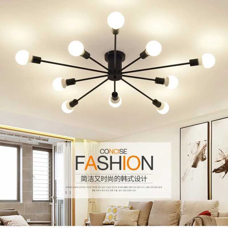Retro Iron Chandelier Black/White 6/8/10 Sockets Lighting Vintage Spider Chandelier Modern Ceiling Lamp Light Fixture Lighting XJ250725