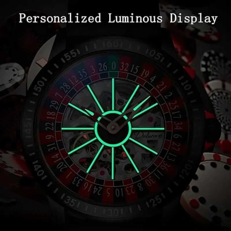 Gambling plate dial Luxury Brand Waterproof Mechanical Watches for Mens Fashion Automatic Skeleton Wristwatch X250726