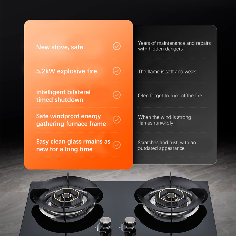 AKASHA gas stove is an energy-saving, high-efficiency, built-in dual-burner gas, natural gas and liquefied gas stove 120BY