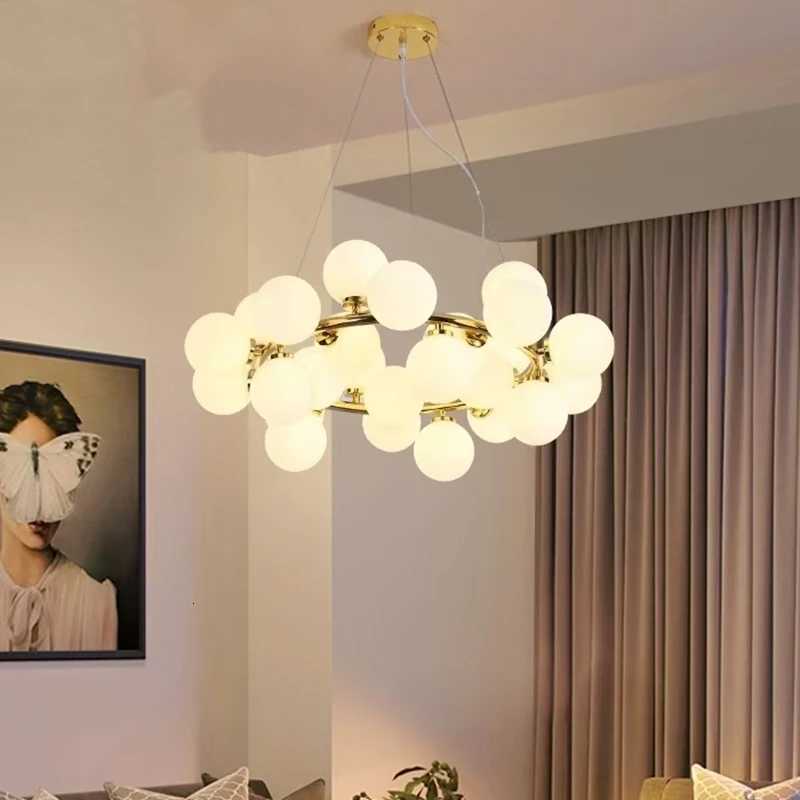 Nordic Round Chandelier Glass Ball Chandeliers Restaurant Bar Kitchen Living Room Ring Scandinavian Lighting FixturesXJ250725