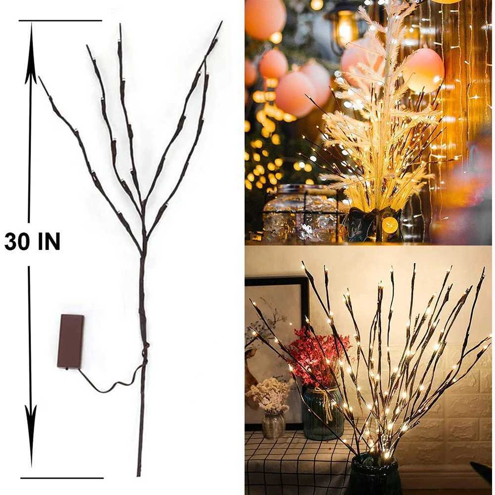 20 Bulbs LED Cherry Blossom Flower Branch Lights Lamp Tall Vase Filler Twig Lighted Branch Christmas Wedding Decorative Lights XJ250725