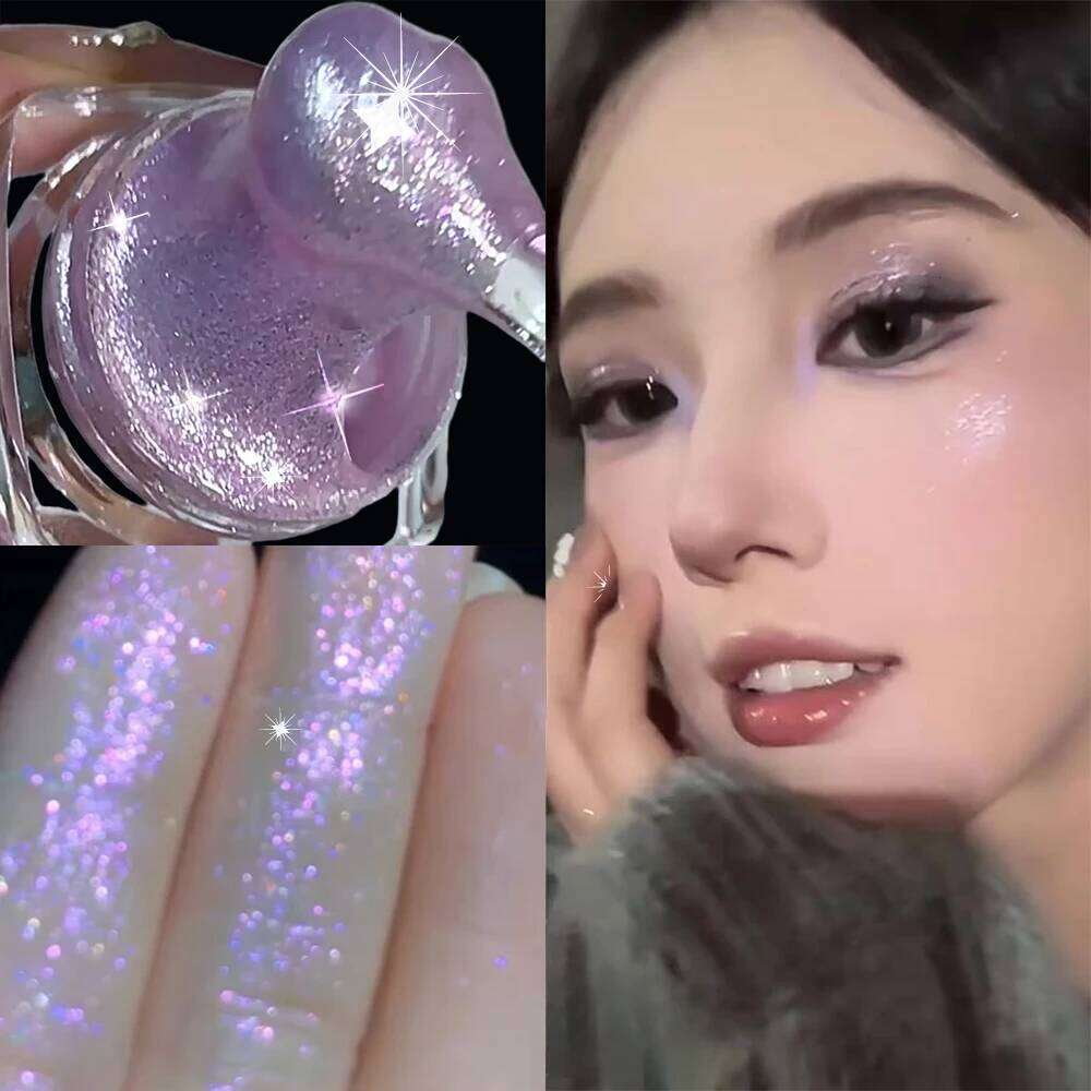 Violet ple Glitter Jelly Liquid Eyeshadow Gel Long Lasting Highlighter Silkworm Waterproof Shimmer Brighten Makeup X250726