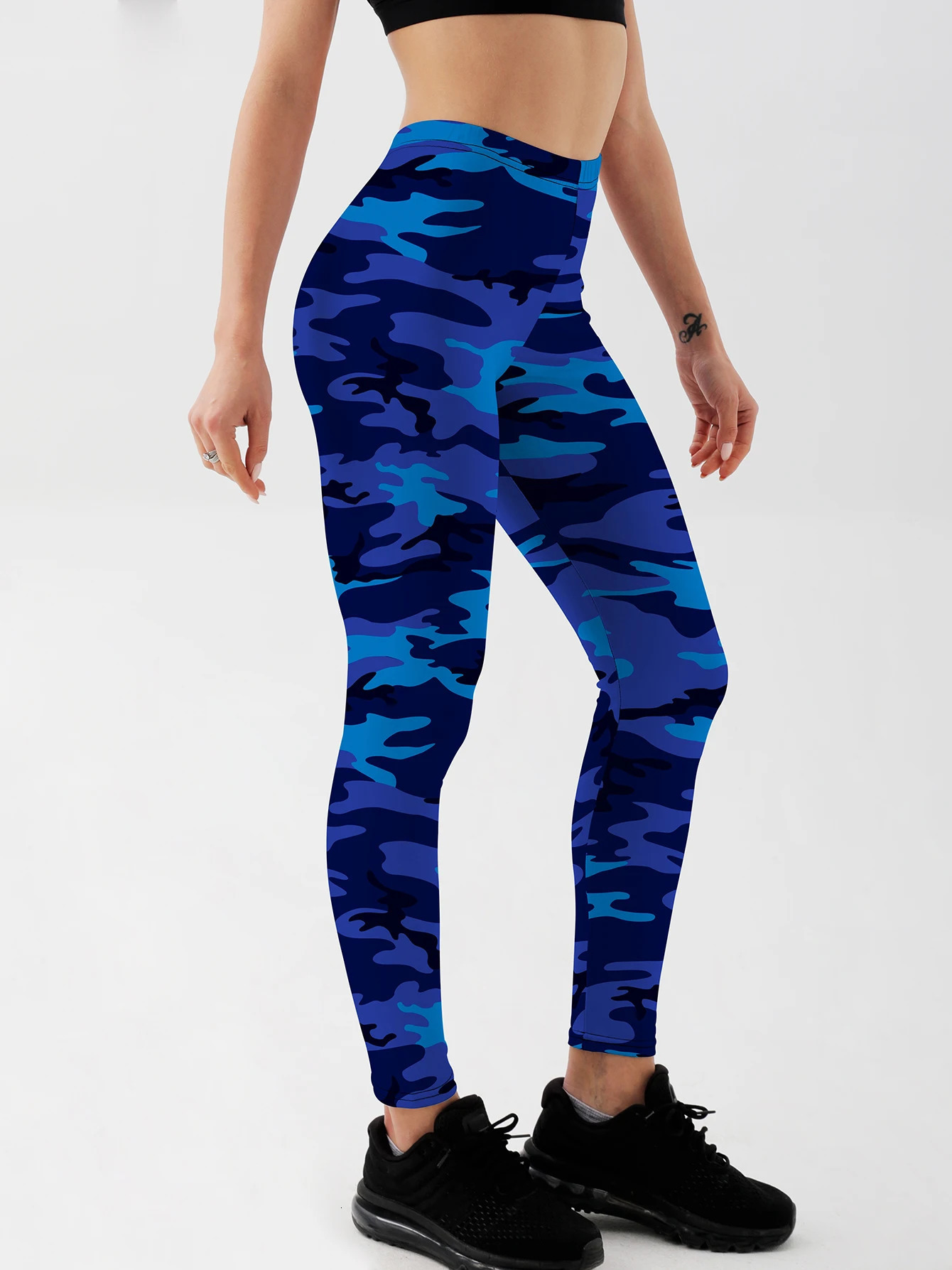 Fashion Women camouflage Leggings For Fitness High Waist Gym Legging Push Up navy 250725
