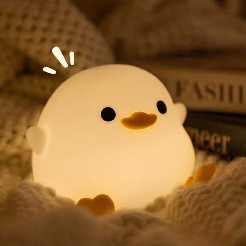 1pc Doudou Duck Night Light Childrens Gift Soft Light Eye Care USB Charging Timing Automatic Clap Silicone Lamp XJ250725