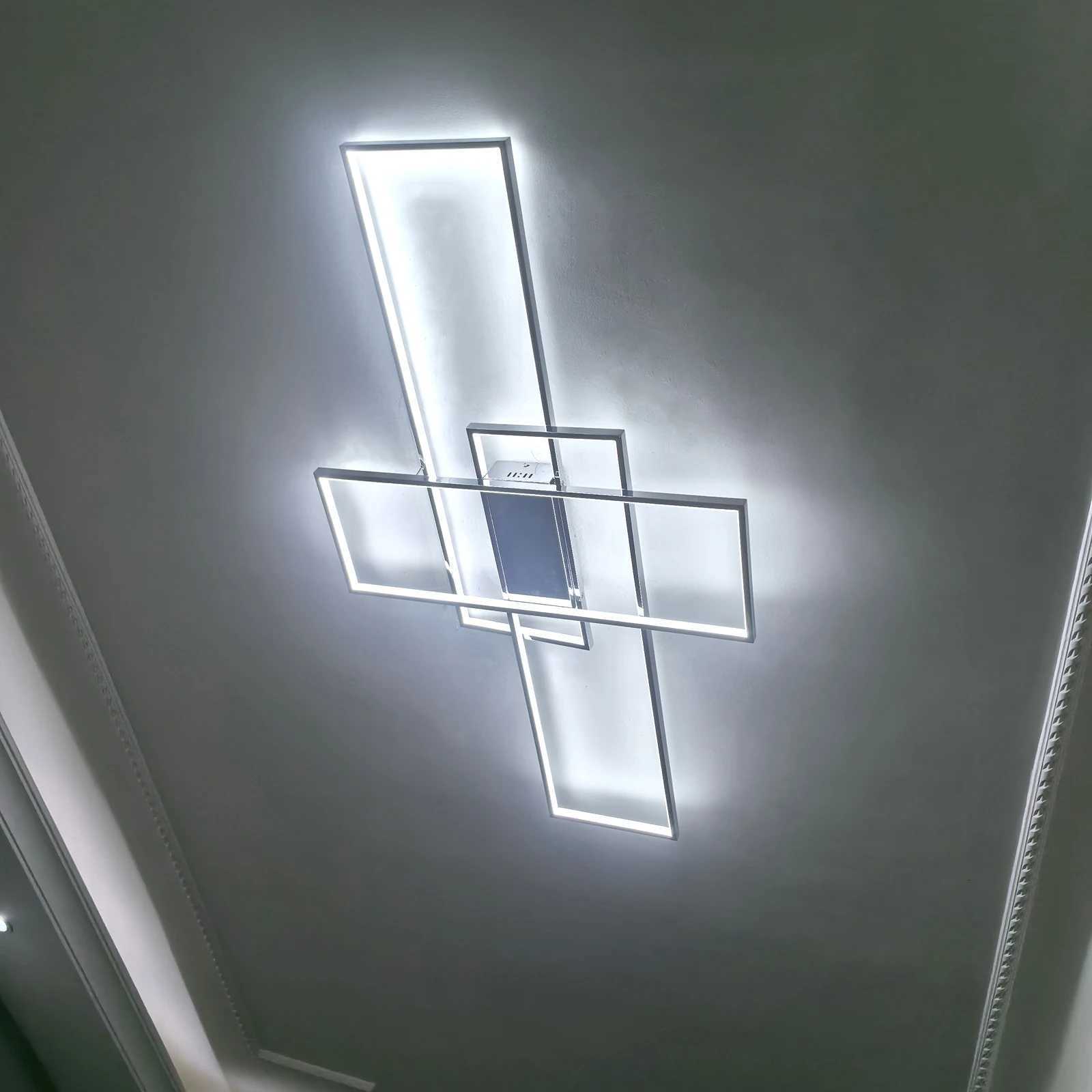 Smart Home Alexa Black/White LED Ceiling Chandelier for Living Study Room Bedroom Aluminum Modern Led Ceiling ChandelierXJ250725