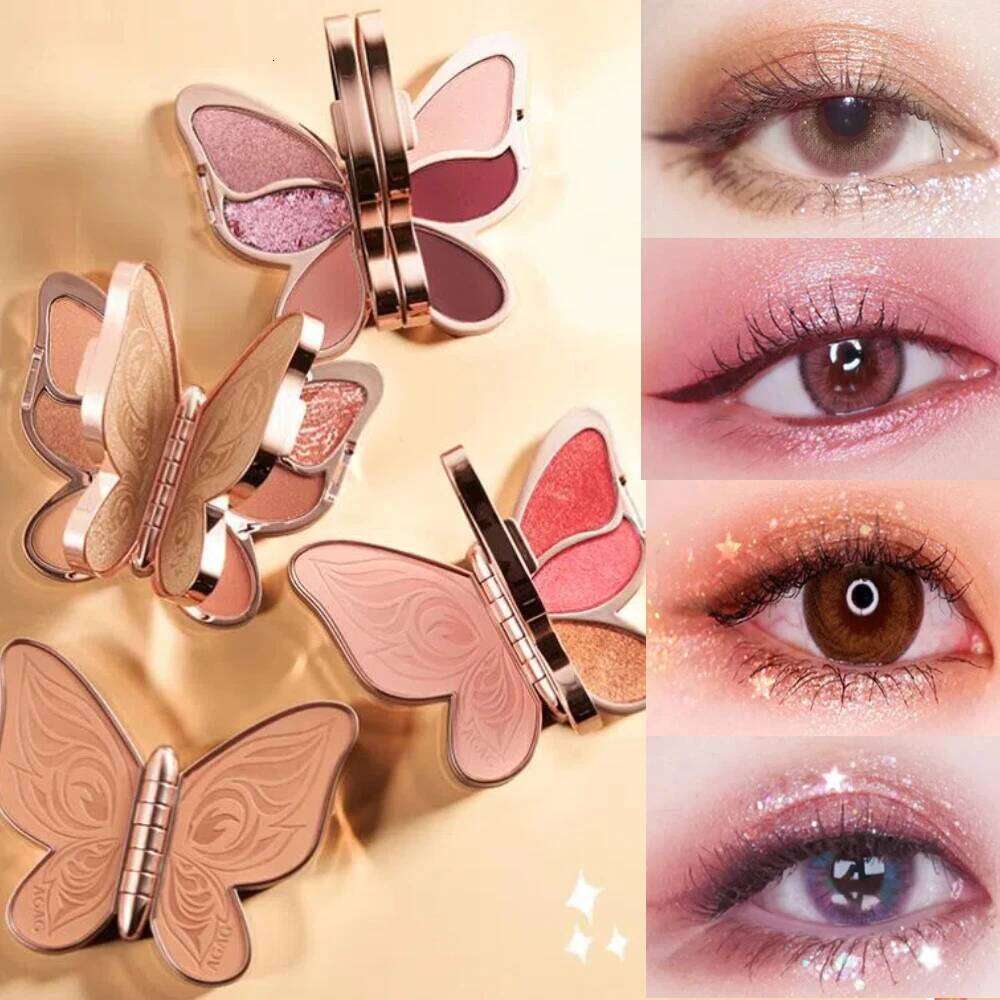 Butterfly Eye Shadow Six Eyeshadow Palette Easy to Color Glitter Long Lasting Make-up For Women Korean Cosmetics Makeup