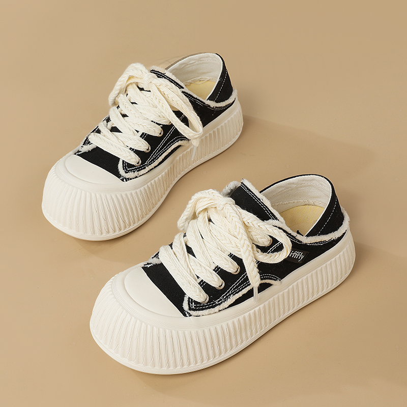 Jifffly White for Women 2025 Summer Breathable New Thick-Soled One-Strap Lazy Half-Slipvas Cookie Shoes