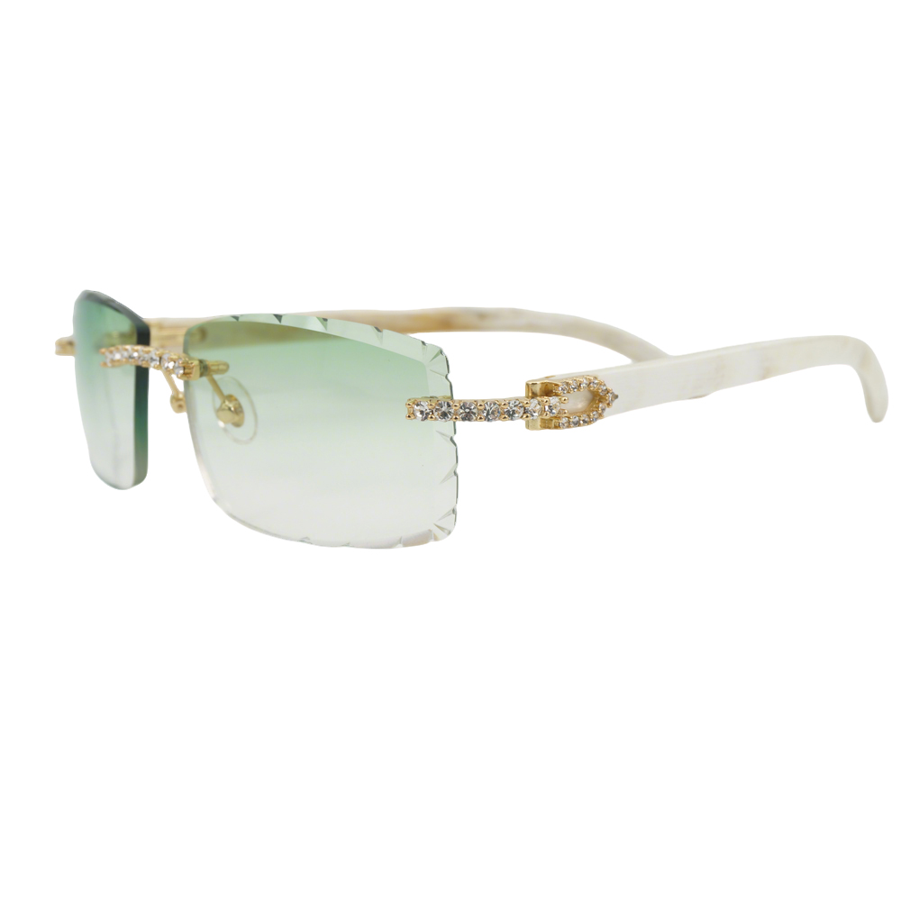 Moissanite Sunglasses Natural Horn Sunglasses with Sparkling Diamond Accents Unique Grain Texture Vintage Charm Meets Luxe Shine for Effortless Elegance