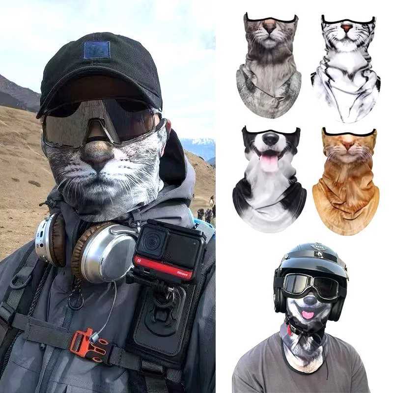 Trending Cat/Dog Print Balaclava Full Face Mask - Ear Hanging UV Protection Windproof Dustproof for Cycling Motorcycle Summer Z250725