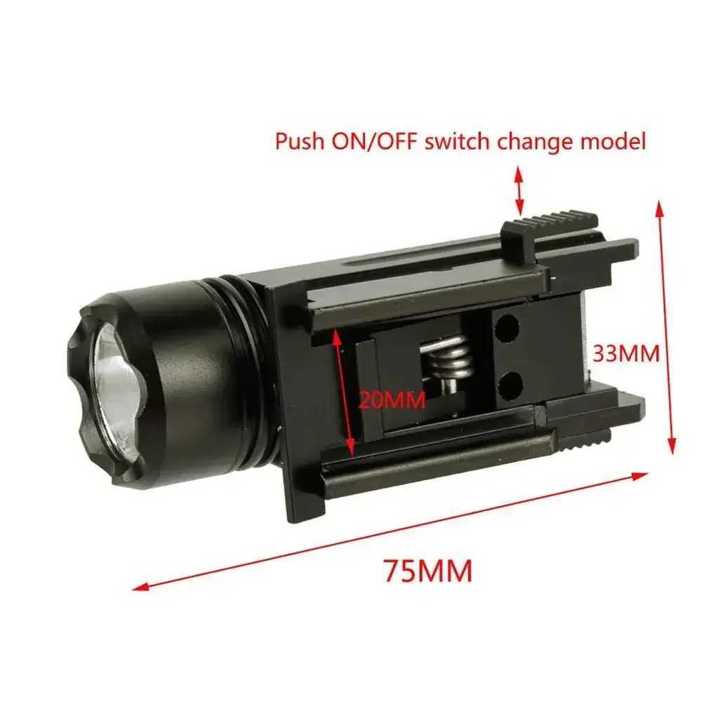 3 Models Tactical White/Green LED Light QD Quick Detach Handgun Glock 17 19 24 Weapon Flashlight for 20 mm Airsoft Torch W250722