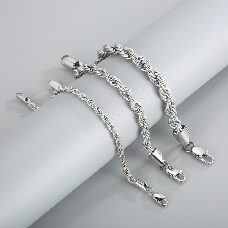 Titanium Jewelry Gold Two-tone Braided Chain Unisex Stainless Steel Bracelet Hand Accessory ddmythur