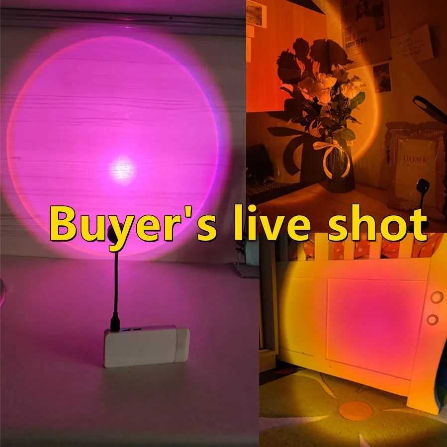 RnnTuu Led Usb Sunset Lamp Projector Home Decor Night Light Portable Mood Light For Living Room Wall Photography Neon Lights XJ250725