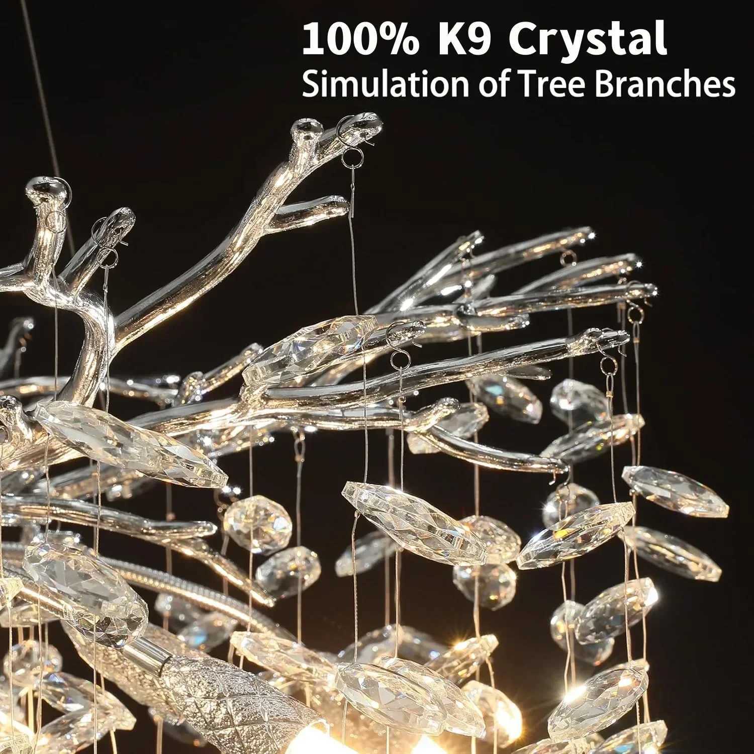 Modern Chrome Crystal Ceiling Chandelier Round Branch Crystal Chandeliers For Dining Living Room Bedroom Kitchen FixtureXJ250725