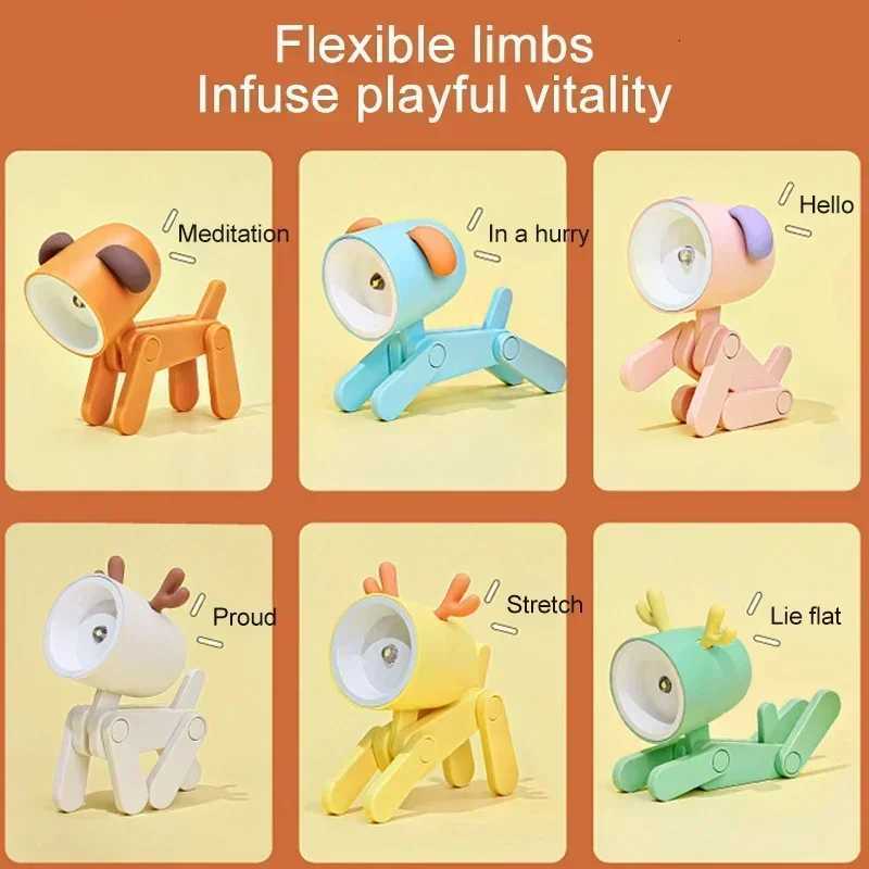Mini LED Night Light Dog Deer DIY Foldable Desk Lamps Desktop Kids Room Bedside Bedroom Decor Holiday Cute Gifts Ornament XJ250725
