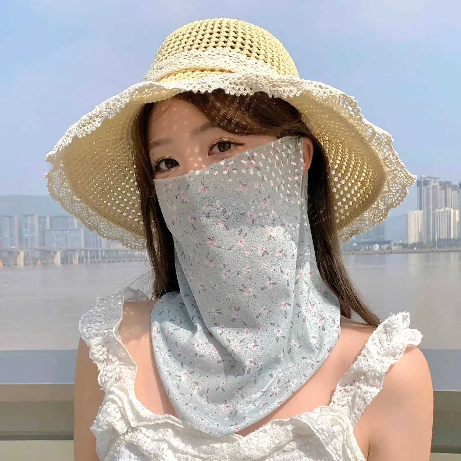 Summer Full Face Sunscreen Mask for Women Driving and Cycling UV Resistant Scarf Face Mask Neck Protector Neck Cover Z250725