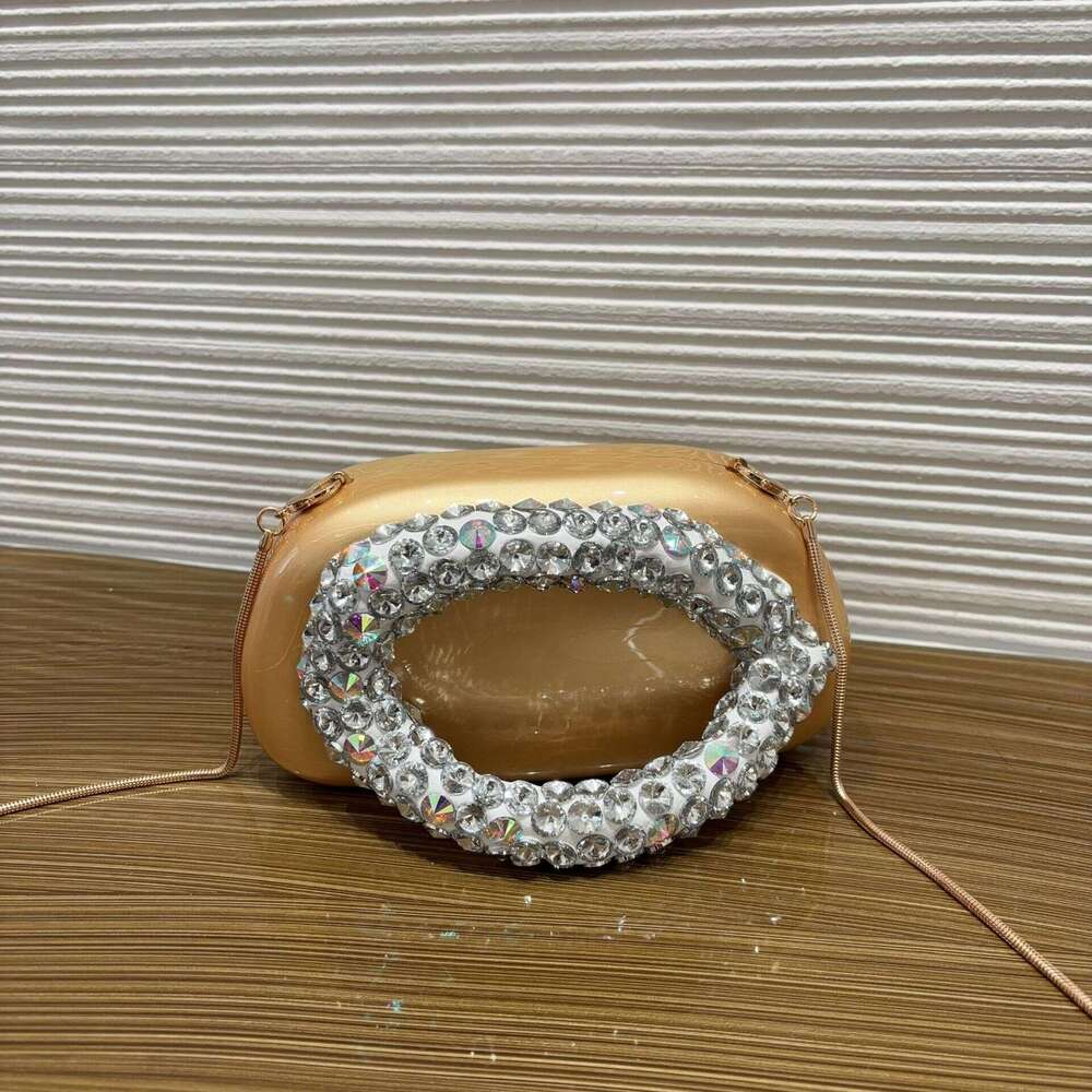 Trendy Niche Diamond-Studded Burgundy Box Small Square Versatile for Banquets, Handheld, Crossbody, Evening Bag