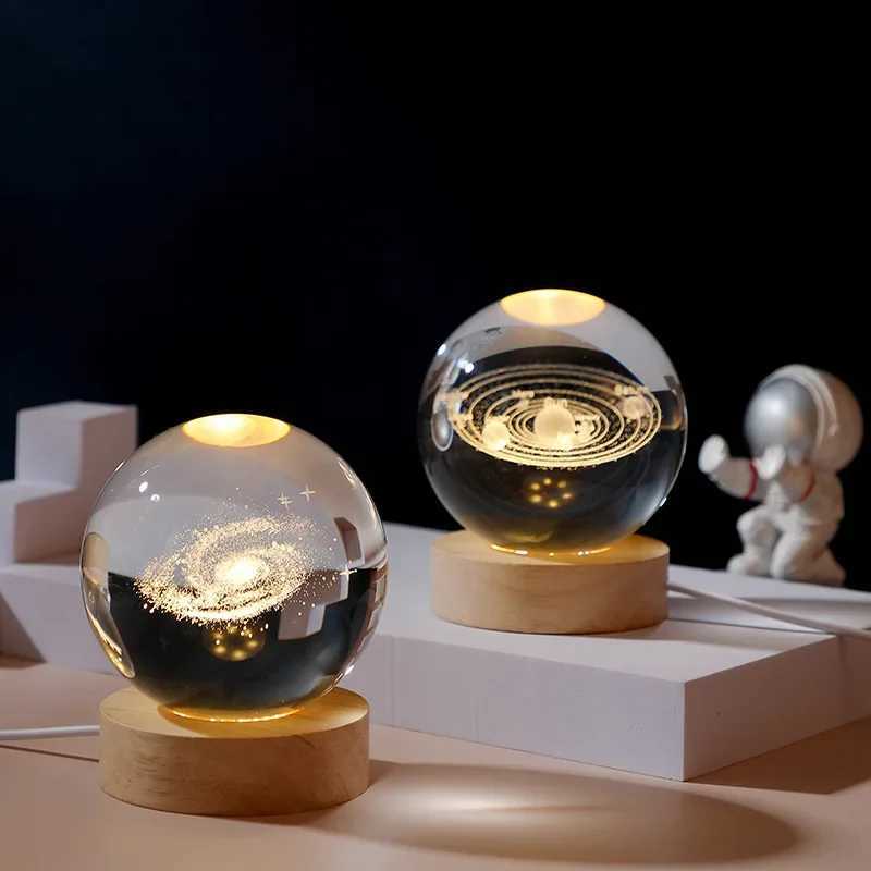 Gift Festival USB LED Night Light Galaxy Crystal Ball Lamp 3D Planet Moon Lamp Home DecorationXJ250725