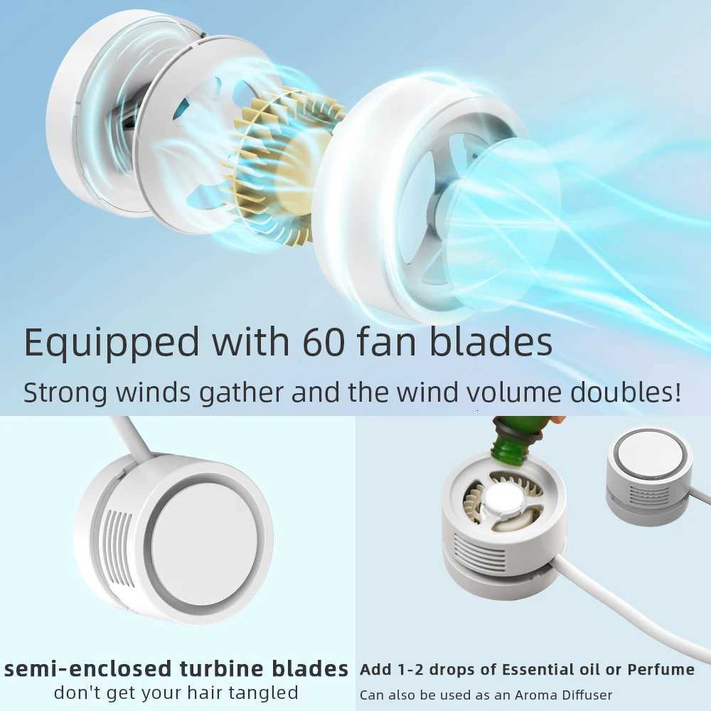 Fan Long Battery Life New Mini Neck Portable No Bladeless Hanging Neck Rechargeable Air Cooler 3 Speed Mini Summer Sport Fan R250725