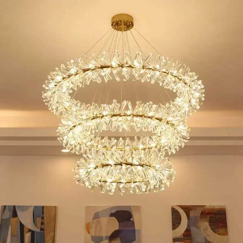 New Crystal Flower Ceiling Chandelier Led Luxury Indoor Light Home Decoration for Living Room Master Bedroom Restaurant G4 BulbXJ250725