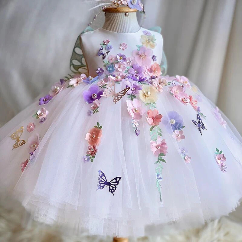 0-6-year-old ious and elegant butterfly girl princess dress formal anniversary celebration fluffy dress model art performan 250725