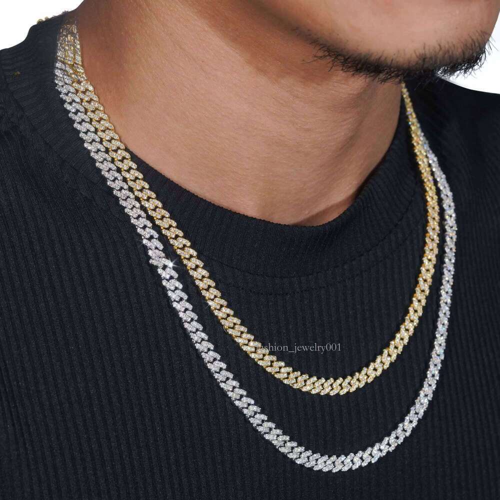 6mm Dia Custom Iced Out Cuban Link Chain Sterling Sier Moissanite Hip Hop Jewelry Necklace Bracelet