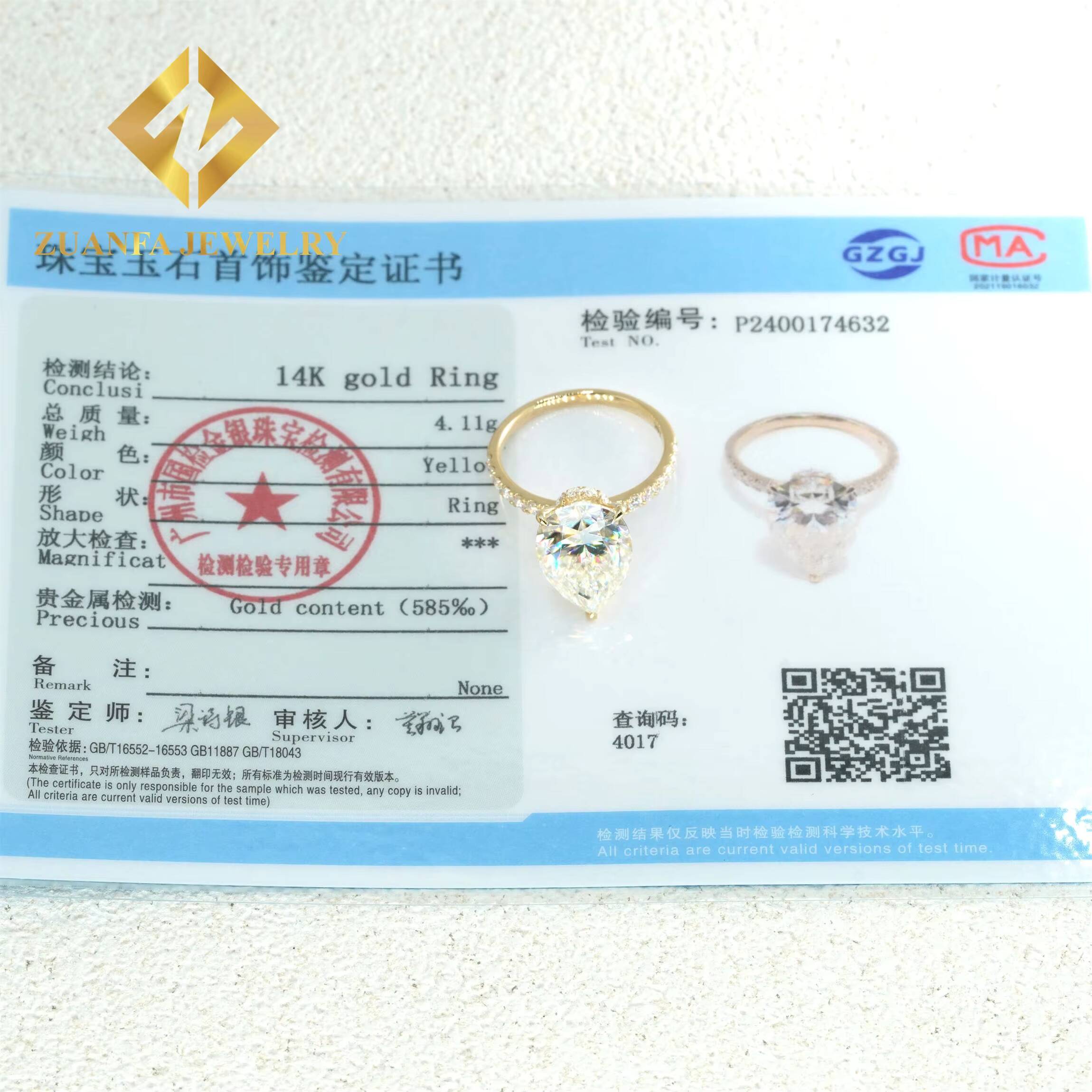 Classic 10k 14k 18k Yellow Solid Gold Bridal Wedding Jewelry Big 8Ct Crushed Pear Moissanite Diamond Engagement Solitaire Ring