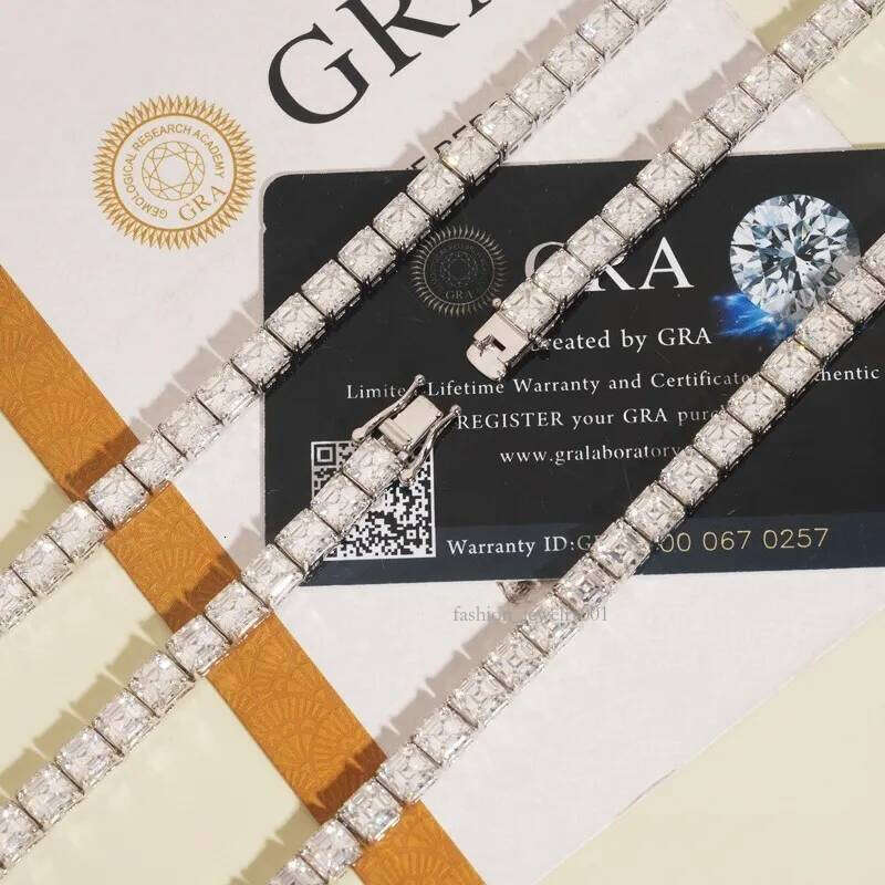 16-24inch High Quality White Gold Plated Sterling Sier VVS D Color Moissanite Tennis Chain Necklace 7/8inch Bracelet Links For Men Women Nice Gift