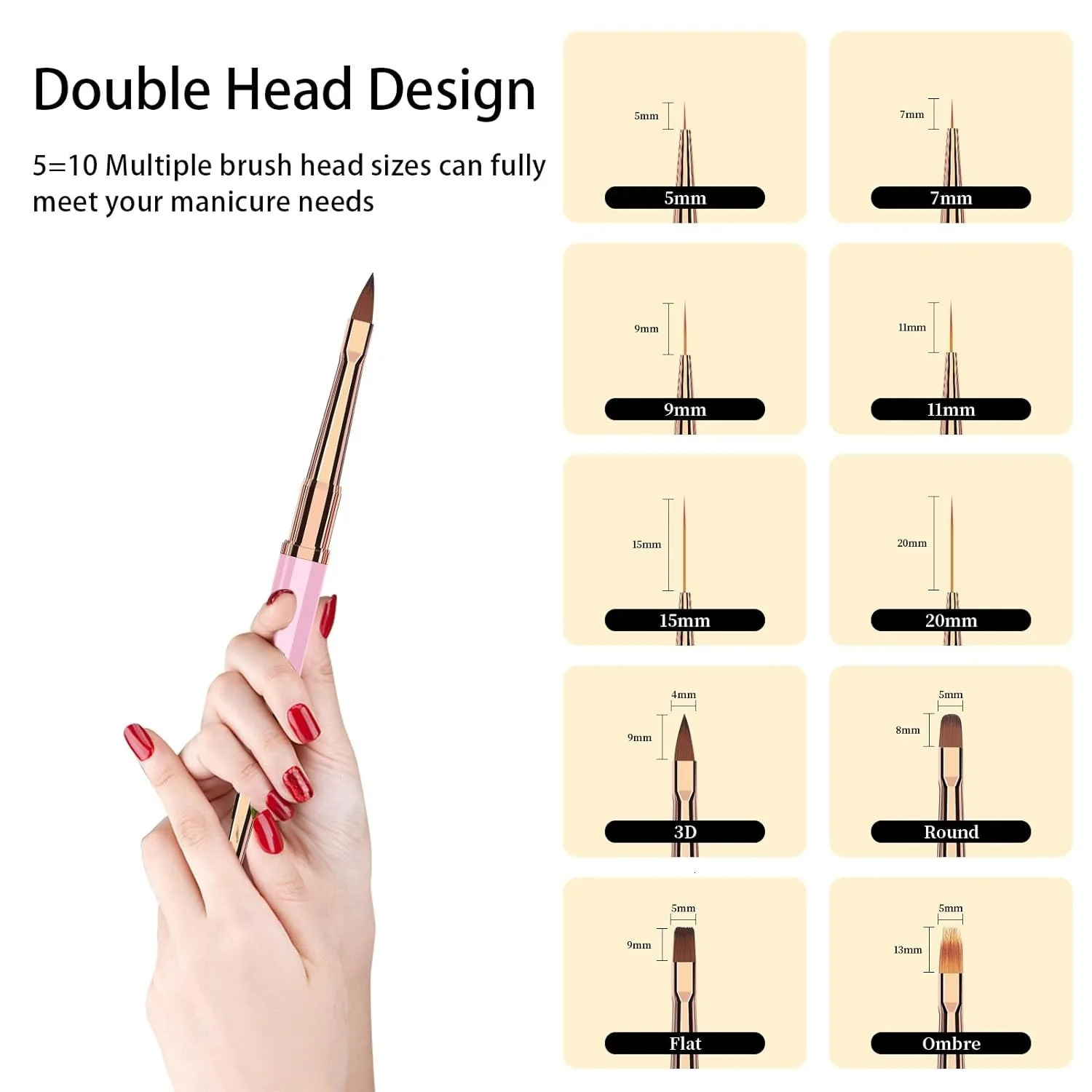 5-piece double head metal nail brush set nail brush nail polish brush gel making brush nail tool cleaning brush nail n 250716