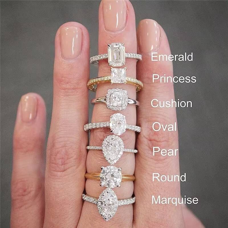 Pass Diamond Tester 10k Real Gold Engagement Ring Jewelry Fancy Cut Vvs1 Moissanite Women Wedding Band Ring
