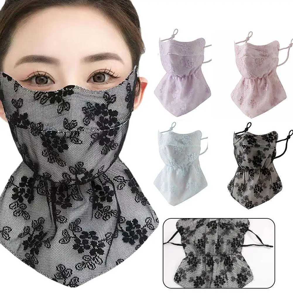 Quick Drying Silk Mask Flower Pattern Ear Hanging Sunscreen Mask UV Protection Neck Wrap Bandana Scarf Sun Blocking Mask Z250725