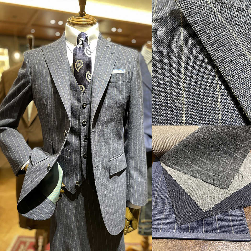 Fashion Pinstripe Men's Suit 3 Pieces Blazer Jacket and Pants Single Breasted Business Wear Wedding Groom Costume Customized