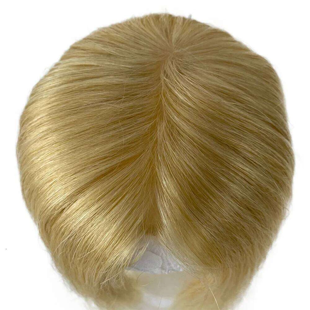 #613 European Wavy Remy Human Topper Women 12x13 CM Skin Scalp Base Blonde Breathable Clip In Piece for Thin Hair