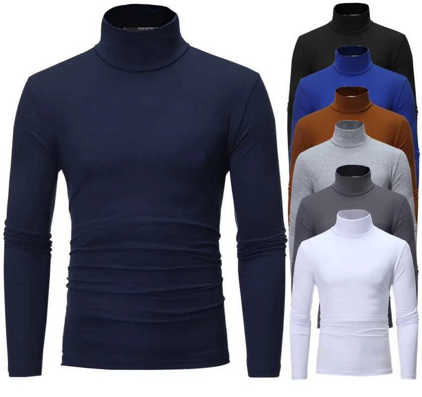 2pcs Men Thin Warm Tops Mens Autumn Long-sleeved Thermal Underwer Male High Collar Fashion T-shirt Z250725
